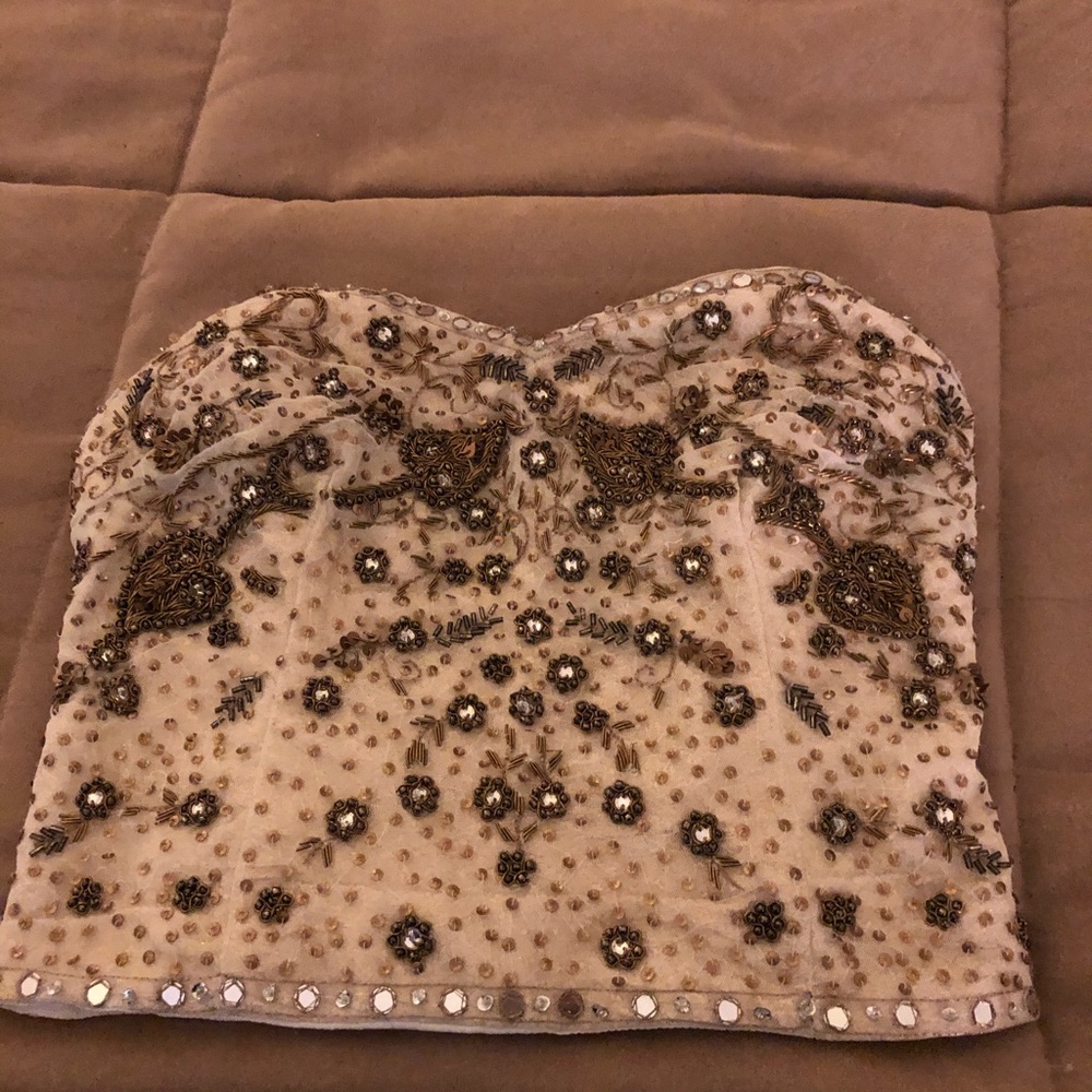 Beaded embroidered tube top. Size M